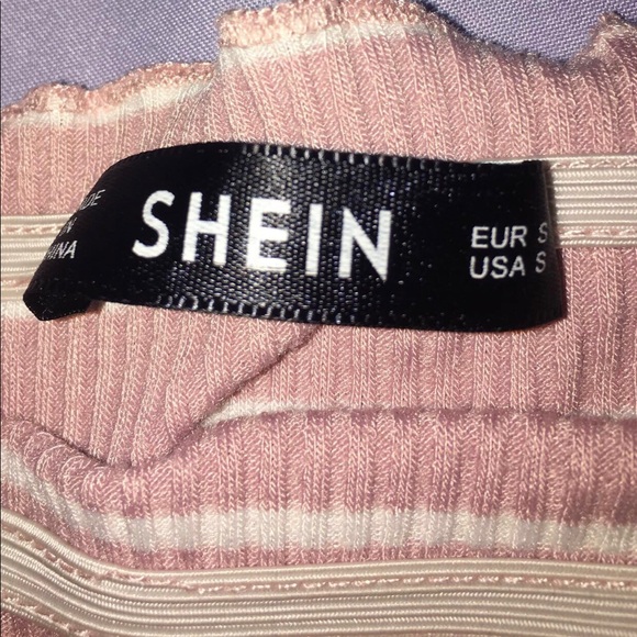 off the shoulder pink and white striped shirt - Picture 3 of 3